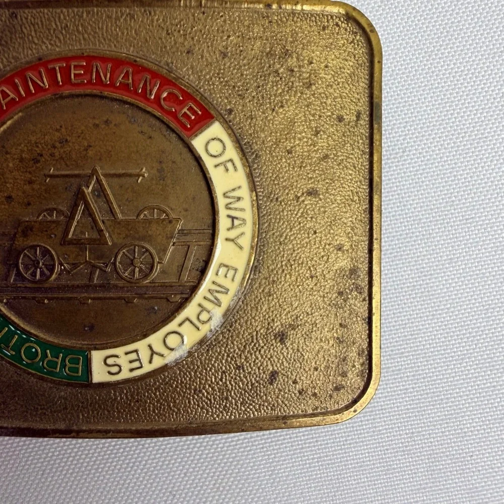 Vintage Brotherhood Maintenance‎ Way Employes BMWE Brass Belt Buckle Union Made